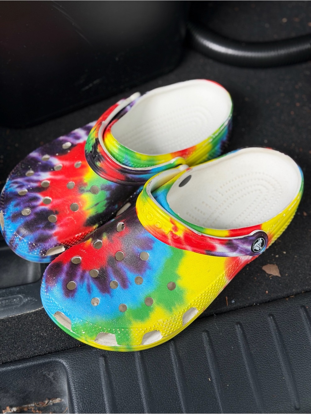 CROCS Kids Tie-Dye Clog Sandals in Rainbow Colors